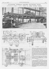 1909 2x Antique Engineering Prints-Four Motor Overhead Electric Travelling Crane