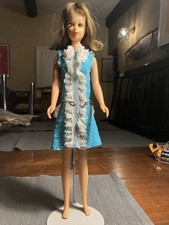 Vintage Mattel Francie Barbie 60s Brunette Flip In #1274 Iced Blue Dress/tights