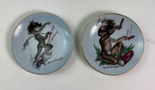 Brownie Downing Blue Decorative Plates With Hooks Aboriginal Children 1950s 10cm