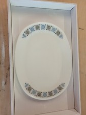 Vintage Pyrex Chelsea Pattern Oval Steak Dinner Plates 12" x 9" White