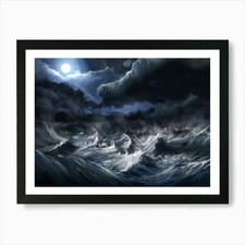 Stormy Sea Art Print Framed