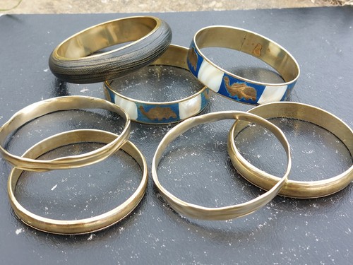 Vintage bangle brass boho - x,