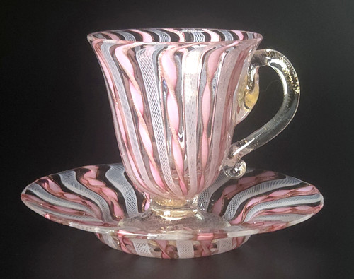 Vintage murano pink latticino - vintage,