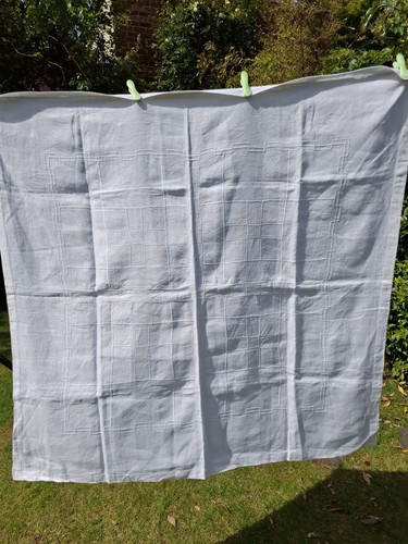 Vintage white tablecloth with - vintage,
