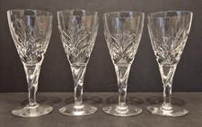 Gorgeous Set of Stuart Crystal Leaf Design Twisted Stem Port Sherry Glasses x 4