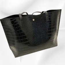 Black Tote Bag with Handbag Strap and Pockets Large Capacity for Shopping