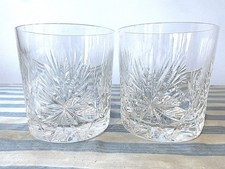 Pair of Edinburgh Star crystal whisky tumblers Royal Scot Crystal 80mm diameter