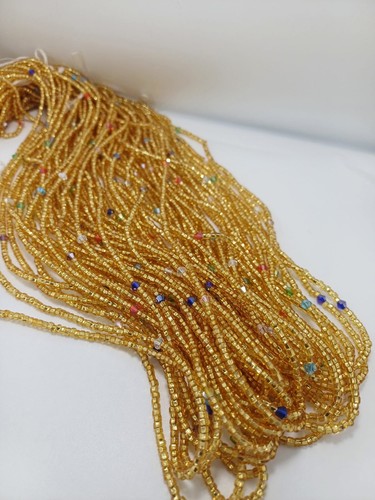 Gold mix waist beads tie - waist, on