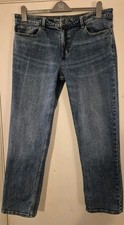 Tu-SAINSBURYS QUALITY MEN'S BLUE INDIGO STRAIGHT LEG STRETCHY JEANS SIZE 36 R