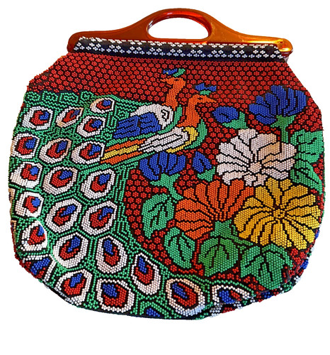 Vintage beaded peacocks birds - peacocks,