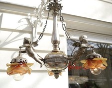 CHERUBS CHANDELIER ANTIQUE ART