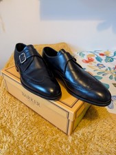 Men's Barker Leather Monk Buckle Shoes Size UK 8.5 Black