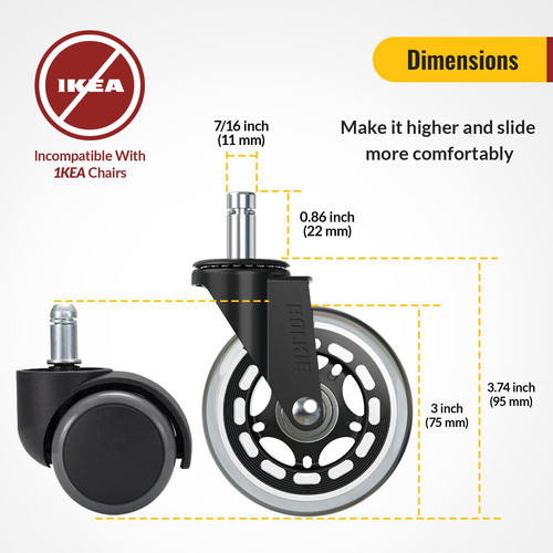 Office chair wheels 11x22mm - chair,
