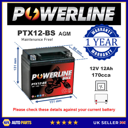 Ptx12 powerline agm - ptx12-bs,