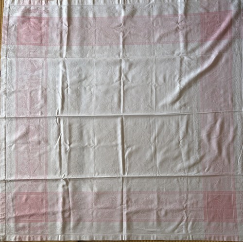 Vintage white pink linen - &,