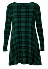 Womens Ladies Long Sleeve Swing Skater A Line Top Flared Swing Dress Sizes 8-26.