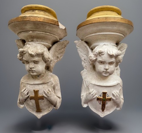Antique angel wall brackets - wall,