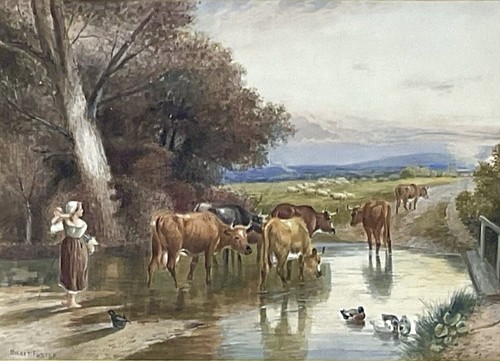 Watercolour lady cows and - lady,cows,