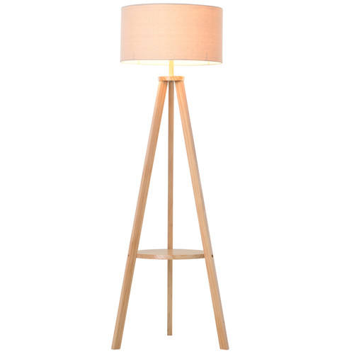 Tripod floor lamp shelf wooden - floor,