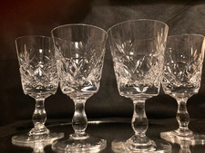 Vintage Set 4 Royal Brierley Crystal  * BRUCE * Wine Glasses 5.3 "h - Signed 1st