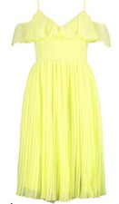 Boohoo Lemon Pleated Bridesmaid Occasion Dress Size 16