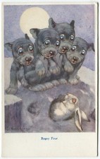 BONZO DOG, RABBIT, BOGEY FOUR, GE STUDDY - Comic Golf Postcard 