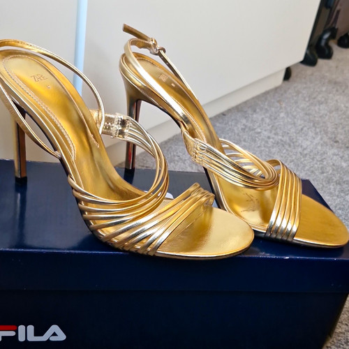 Zara gold strappy stiletto - gold,