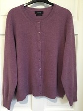 M&S Lilac Cashmere Crew Neck Long Sleeve Cardigan size 22 VGC
