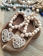 Bead Handle Pendant Rustic Hanging Wicker Heart Ornament Door Decor Hygge Boho