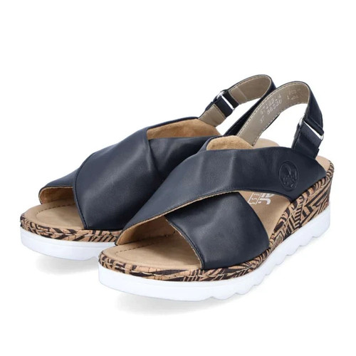 Rieker blue faux leather wedge - rieker,