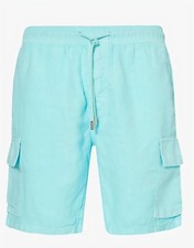 Vilebrequin Linen Baie Cargo Bermuda Shorts XXL 34 - 40" Turquoise Aqua Blue. 85