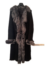 Ashwood long Black Toscana shearling sheepskin coat. Handmade Fitted UK 16