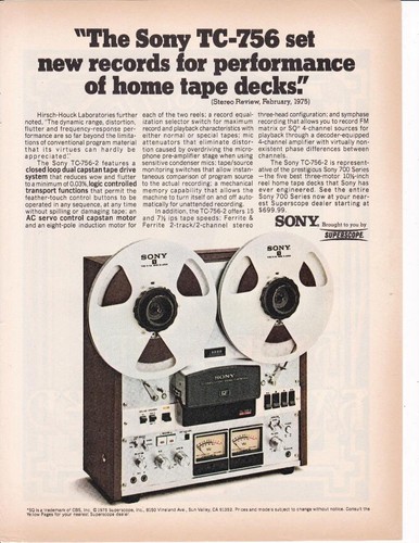 1975 sony 756 reel - sony, reel-to-reel