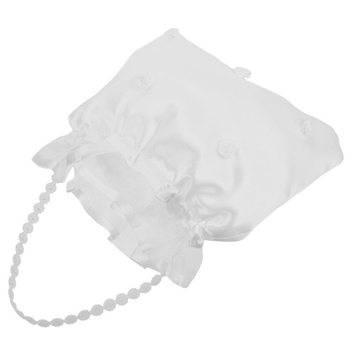 White fabric wedding dolly bag - white,