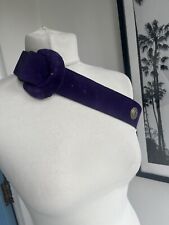 Ladies Vintage 1990s Purple Suede Belt With Gold Detailing Big Buckle Retro