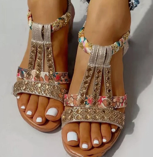 Womens low wedge - low, strappy