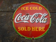 Vintage style Coca Cola domed enamel advertising sign, mancave