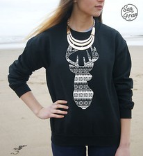 * Reindeer Jumper Top Christmas Fashion Gift Stag Head Knit Sweater Winter *