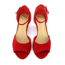 Womens Low Heel Wedge Ankle Strap Sandals Ladies Peep Toe Bridal Party Shoes