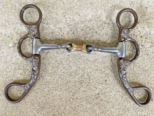 5" Engraved ABR  Western Argentine snaffle bit w/double jointed  dog bone mouth