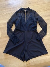 TOPSHOP ‘OH MY LOVE’ CONCESSION BLACK LACE PLAYSUIT SIZE S