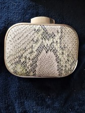 VTG Beth Jordan Faux Snakeskin Clutch Bag Party Hardshell Chain Strap Minaudiere