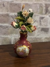 Dolls House 1/12 Scale Miniature Limoges Style Porcelain Vase & Flowers