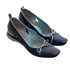 Vintage 1990s Miu Miu Navy Blue Ballet Pumps Shoes