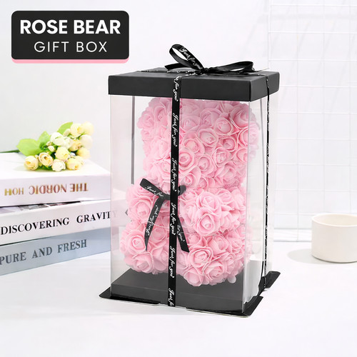 Rose bear gift box - box, clear
