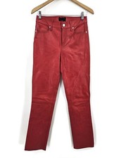 New RtA Remi Red Leather Pants Womens 26 Shiny Cherry Straight Leg