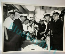 Officers On Cruiser HMS Blake mixing Christmas pudding 8.5x6.5 In