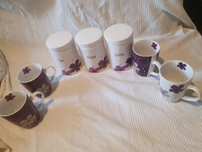 Tea Coffee Sugar Storage Jars + Matching Mugs