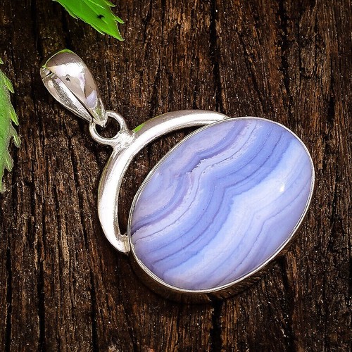 Blue lace agate gemstone 925 - blue,