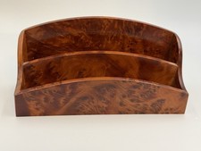 Vintage Thuya Burl Art Deco Wooden Desktop Letter Rack Desk Tidy Storage